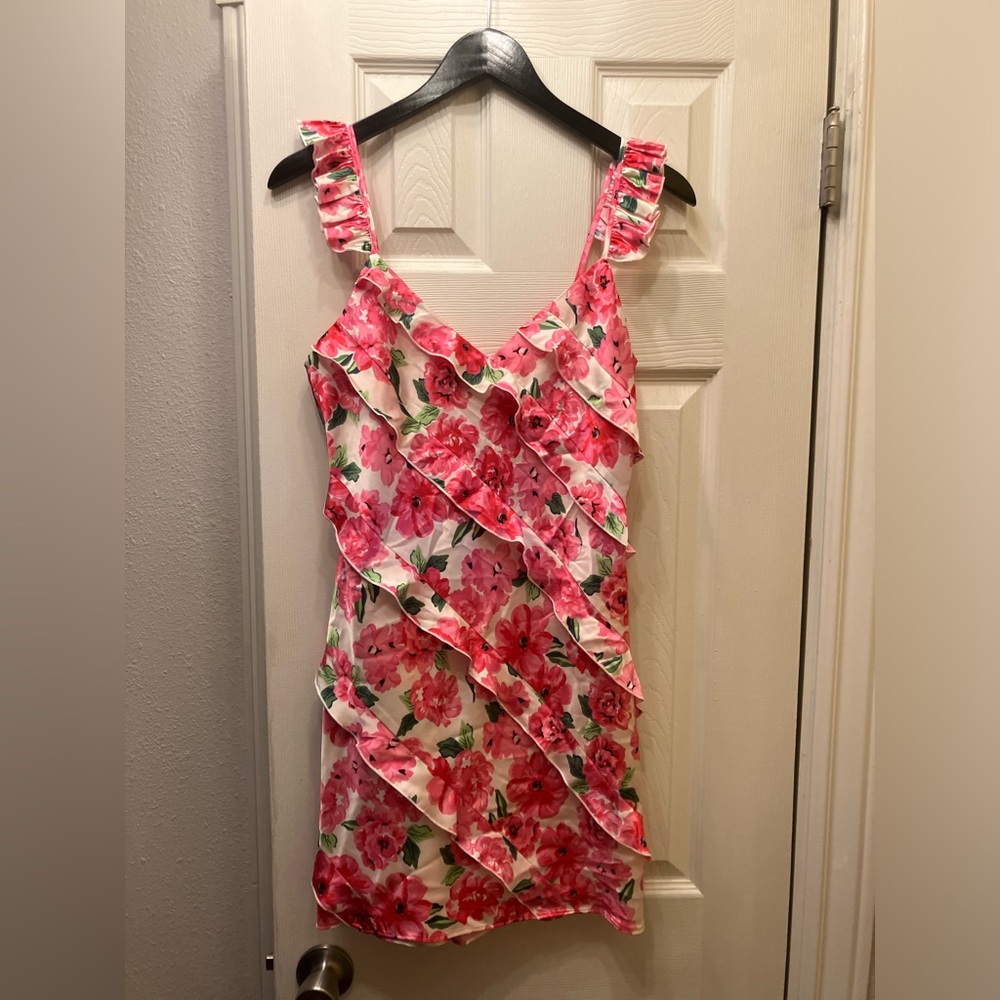 Show me your mumu pink rose flouncy dress